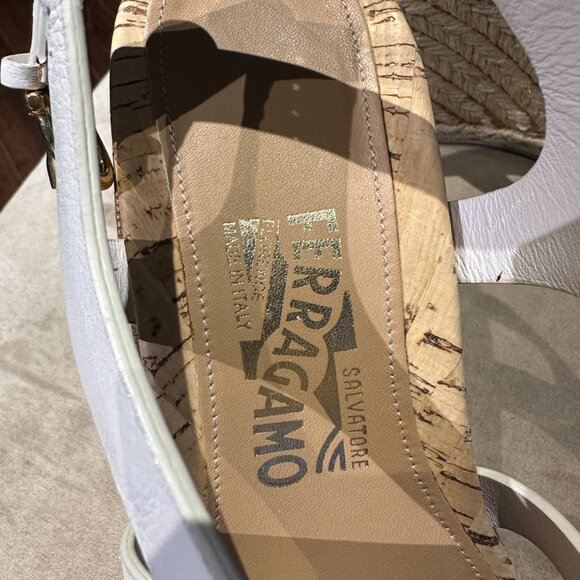salvatore ferragamo white ladies espadrilles wedges 7.5 - Picture 7 of 8